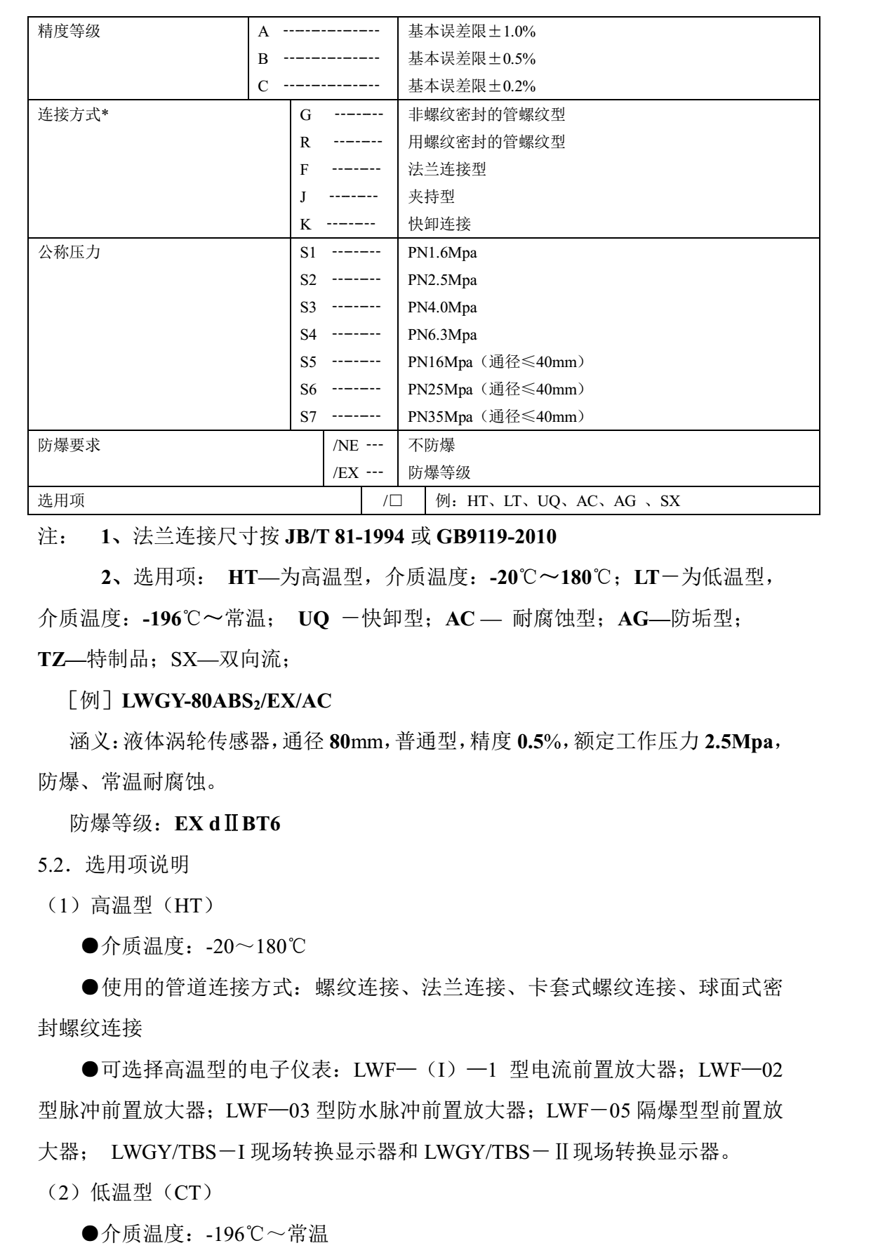 有機(jī)溶劑用渦輪流量計(jì)選型說(shuō)明2